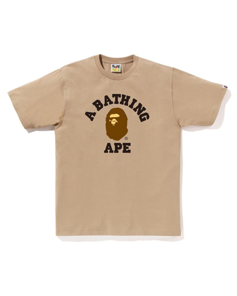 T Shirts Bape College Beige Homme | JQC-66873782